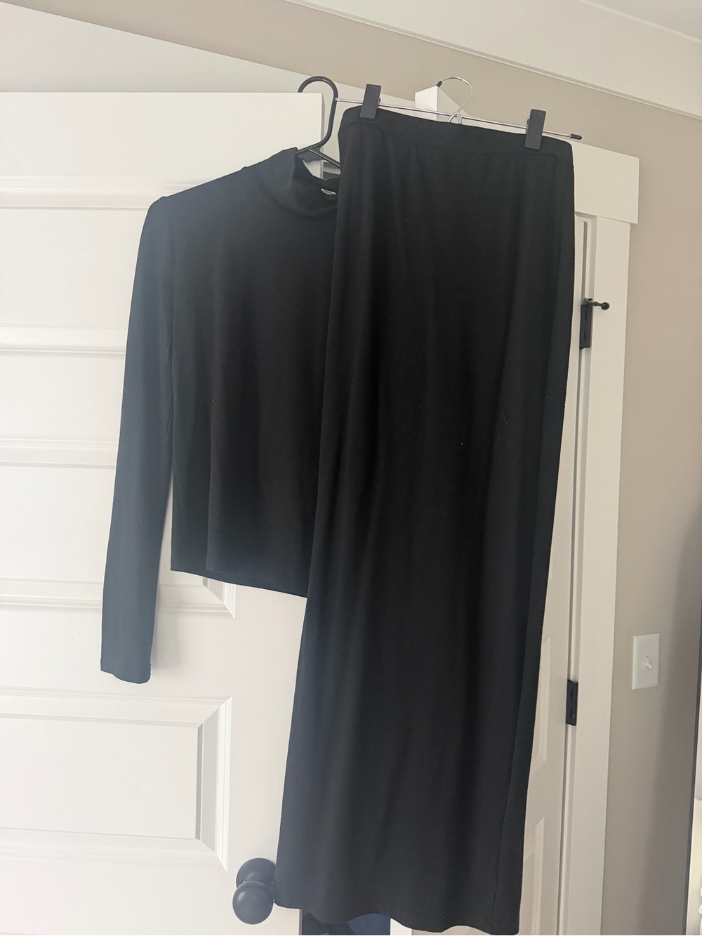 Fancy D Black Long Sleeve Top & Maxi Skirt Set